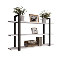 Raftul triplu metalic alb loft