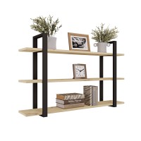 Raftul triplu din metal de stejar, stil loft, artizanal