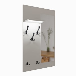 Cuier cu oglindă LED - Gri