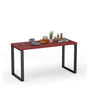 Masa de bucătărie cu picioare metalice - Roșu