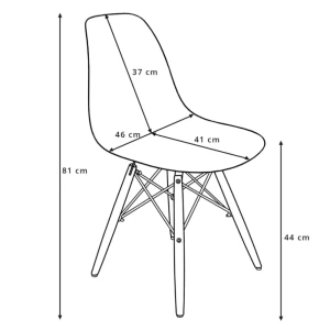 Krzesło skandynawskie szare - rysunek