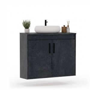 Wisząca łazienkowa szafka pod umywalkę beton czarny