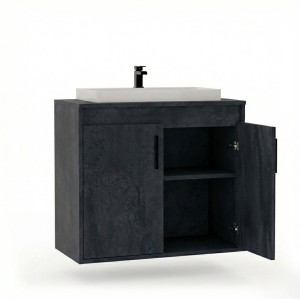 Wisząca łazienkowa szafka pod umywalkę beton czarny