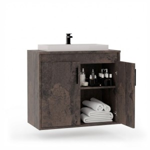 Wisząca łazienkowa szafka pod umywalkę beton rdzawy