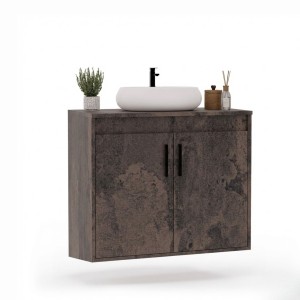 Wisząca łazienkowa szafka pod umywalkę beton rdzawy