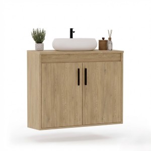 Wisząca łazienkowa szafka pod umywalkę dąb crenoma