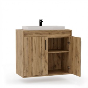 Wisząca łazienkowa szafka pod umywalkę dąb wotan
