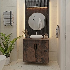 Wisząca łazienkowa szafka pod umywalkę beton rdzawy