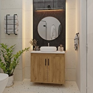 Wisząca łazienkowa szafka pod umywalkę dąb crenoma