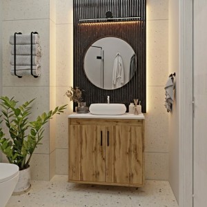 Wisząca łazienkowa szafka pod umywalkę dąb wotan