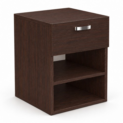 Szafka nocna w dekorze Wenge – 1 szuflada i półka, 40 × 40 × 52 cm