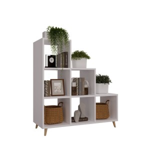 Bibliotecă albă scandinavă în trepte - colecția Scandi