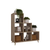 Bibliotecă scandinavă în trepte stejar sonoma - Colecția Scandi