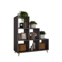 Bibliotecă scandinavă în trepte din grafit - colecția Scandi