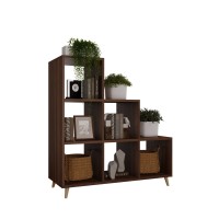 Bibliotecă scandinavă în trepte din nuc - Colecția Scandi