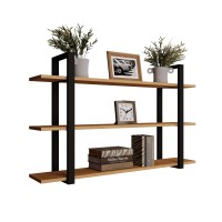 Raftul metalic triplu de stejar pentru loft