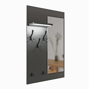 Cuier cu oglindă LED - Negru