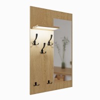 Cuier cu oglindă LED - Stejar de piatră