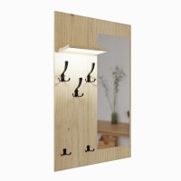 Cuier cu oglindă LED - Artizan din stejar