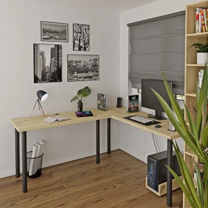 Biurko narożne - dąb artisan - .webp