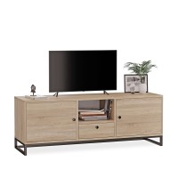 Comodă TV metalică cu sertar stejar Sonoma - colecția Metalove