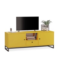 Comodă TV metalică cu sertar galben - colecția Metalove