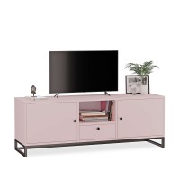 Comodă TV metalică cu sertar roz - colecția Metalove