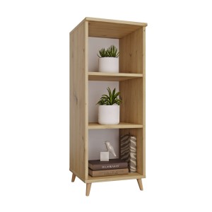 Bibliotecă triplă scandinavă din stejar artizanal - colecția Scandi