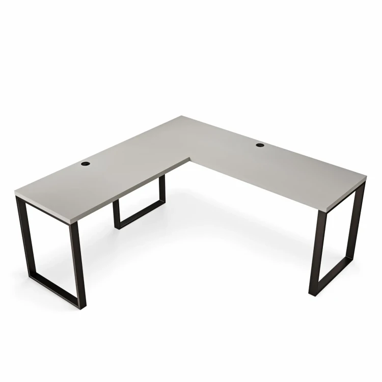 Biurko narożne loft szare w stylu minimalstycznym.webp