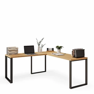 Praktyczne biurko narożne loft buk idealne do domowego biura.webp