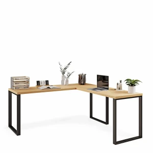 Biurko narożne loft buk w stylu minimalistycznym.webp