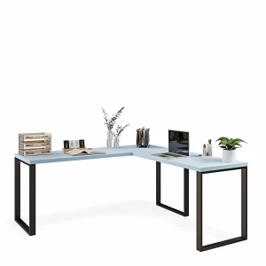 Biurko narożne loft niebieskie idealne do przestronnych wnętrz.webp