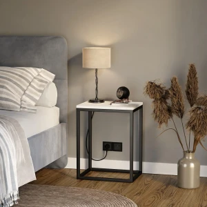 Stolik nocny loftowy Indri - biały - wizualizacja.webp