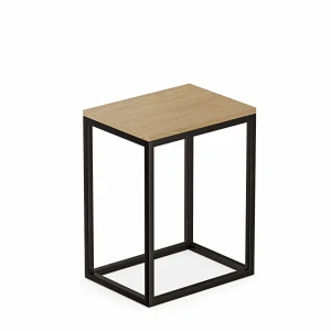 Stolik nocny loftowy Indri - dąb kamienny  - białe tło.webp