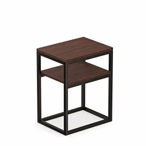 Stolik nocny z półką loftowy - wenge - białe tło.webp