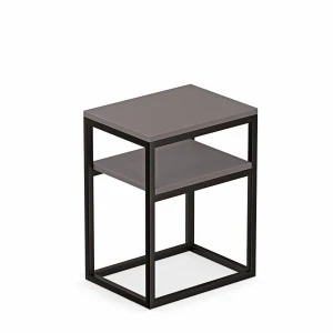 Stolik nocny z półką loftowy - grafit - białe tło.webp