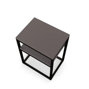 Stolik nocny z półką loftowy - grafit - rzut.webp