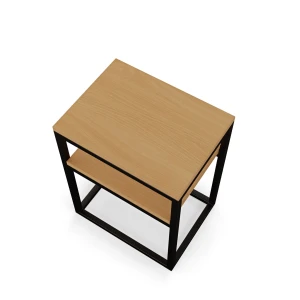 Stolik nocny z półką loftowy - buk - rzut.webp