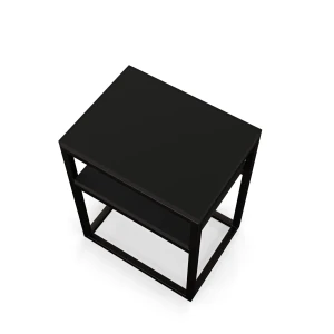 Stolik nocny z półką loftowy - czarny - rzut.webp