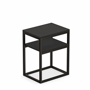 Stolik nocny z półką loftowy - czarny-białe tło.webp