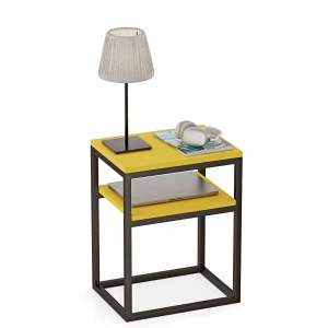 Masa de noapte cu raft loft Indri Plus - Galben