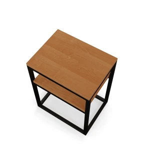 Stolik nocny z półką loftowy - olcha - rzut.webp