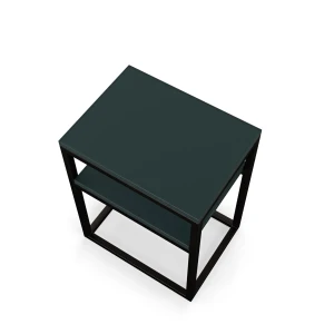 Stolik nocny z półką loftowy - zielony - rzut.webp