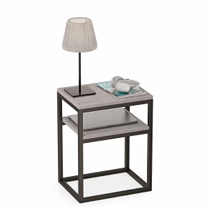 Masa de noapte cu raft loft Indri Plus - Beton