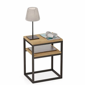 Masa de noapte cu raft loft Indri Plus - Stejar auriu