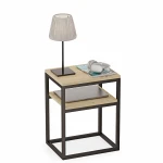 Stolik nocny z półką loftowy - dąb artisan - akcesoria.webp