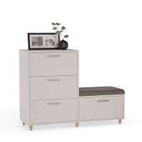 Comodă pentru hol cu scaun - Albă