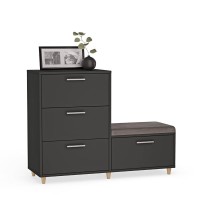 Comodă pentru hol cu scaun - Negru