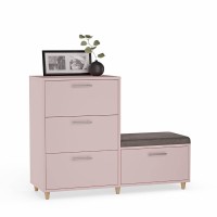Comodă pentru hol cu scaun - Roz