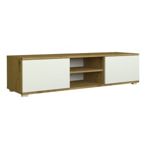 Comoda TV RENO - Stejar artisan cu fronturi albe